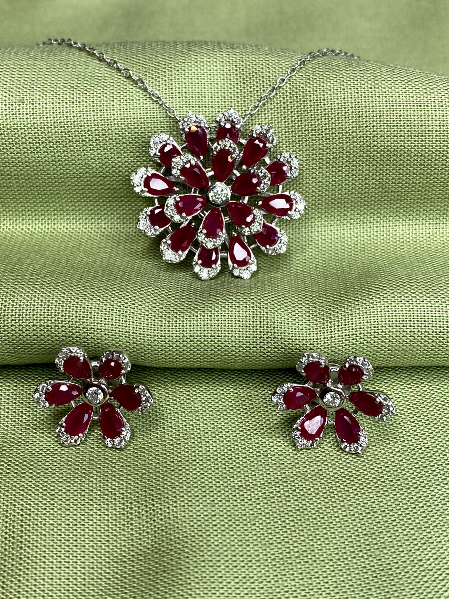 Petal Perfection Ruby Pendant Set