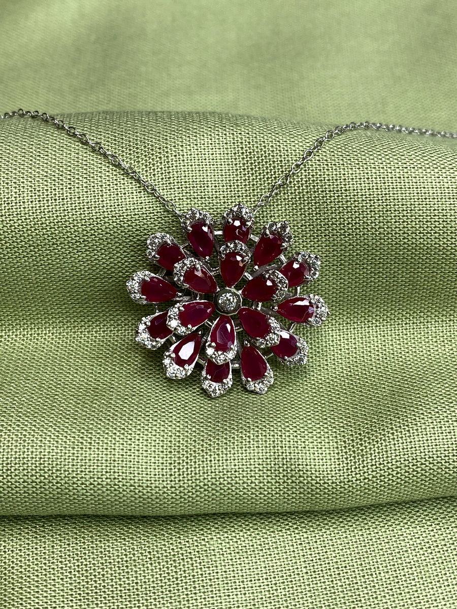 Petal Perfection Ruby Pendant Set
