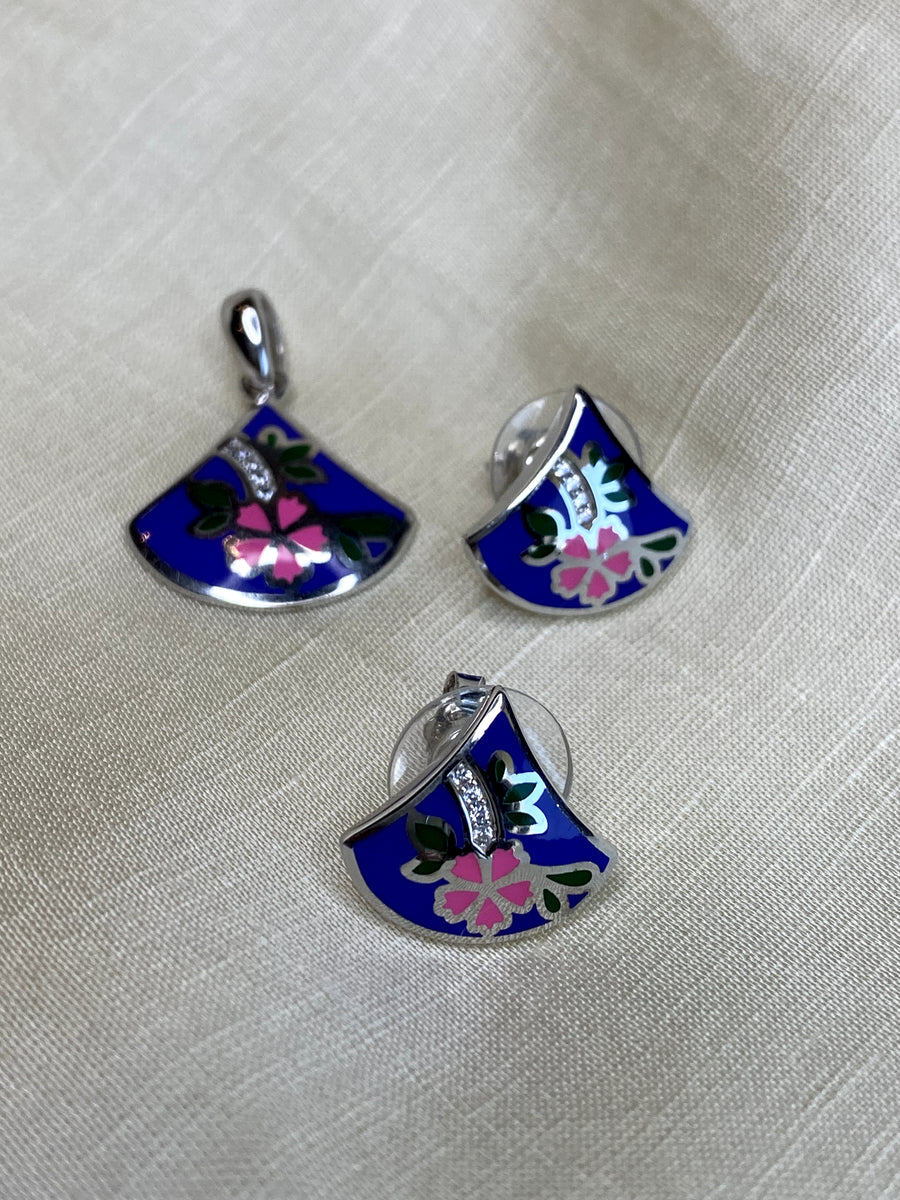 Mystic Violet Enamel Pendant Set